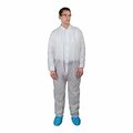 Keystone Adjustable Cap Co Polycoated Coveralls with Elastic, Sz 2XL, 25PK CVL-NWP-E-2XL-WHITE
